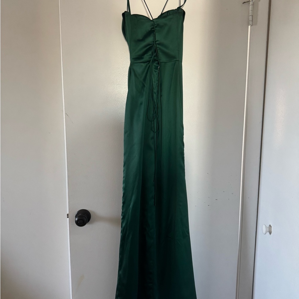 Elegant Green Satin Dress